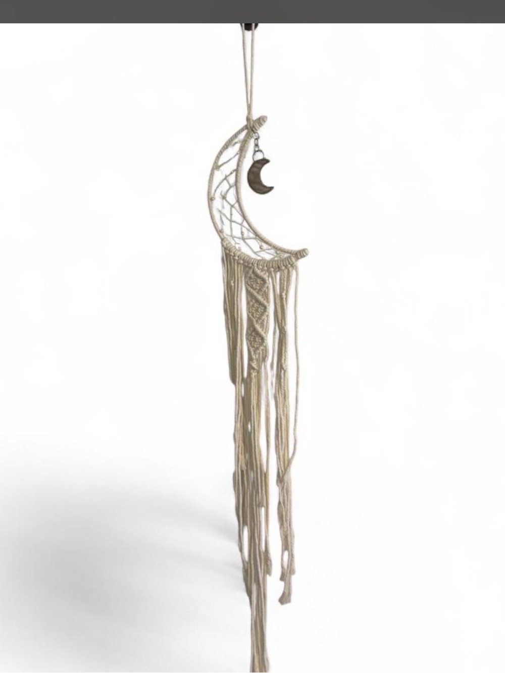 Crescent Moon Macramé Wall Hanging in Natural Cream